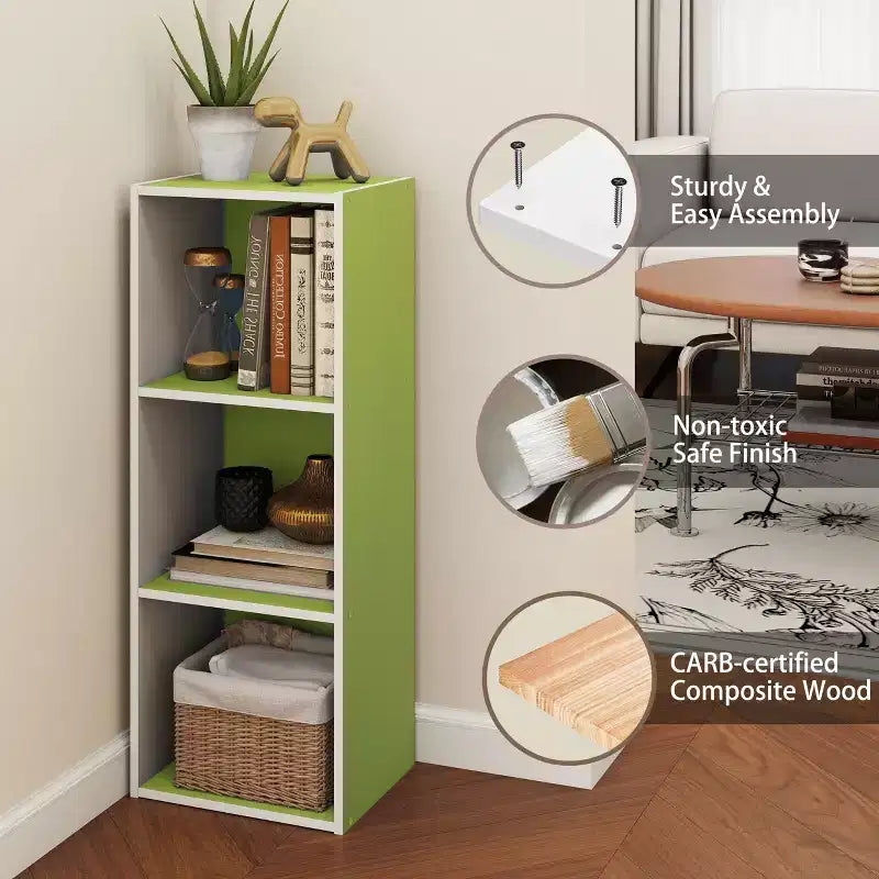 Scaffale decorativo a 3 cubi, libreria aperta, organizer per giocattoli, orizzontale o verticale