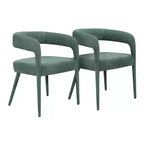 HomeRoots Set of Two Green Upholstered Linen Open Back Dining Side Chairs