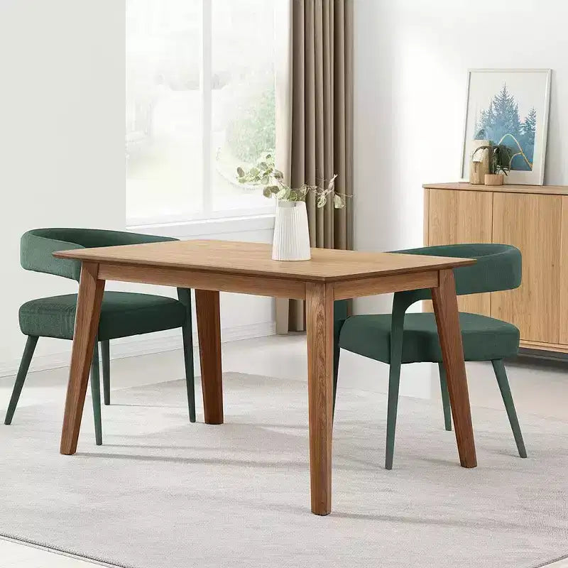 Set di due sedie da pranzo laterali in lino verde imbottito con schienale aperto