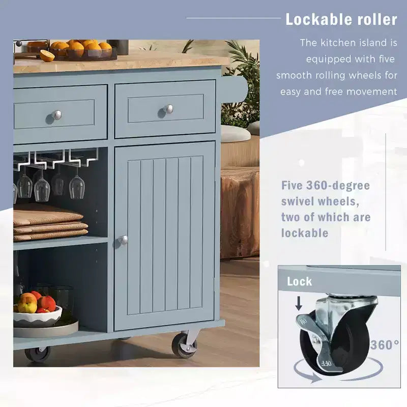 Carrello da cucina con isola pieghevole e presa di corrente, carrello da cucina con isola, contenitore aperto, cassetto e portabottiglie