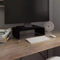 Supporto TV in vetro temperato nero, elegante rialzo per monitor
