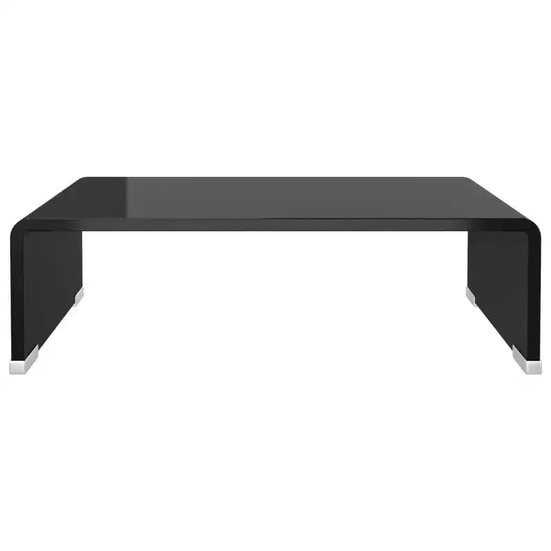 Supporto TV in vetro temperato nero, elegante rialzo per monitor