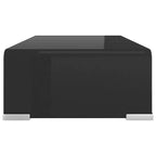 Supporto TV in vetro temperato nero, elegante rialzo per monitor
