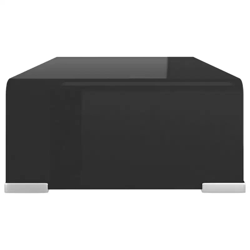 Supporto TV in vetro temperato nero, elegante rialzo per monitor