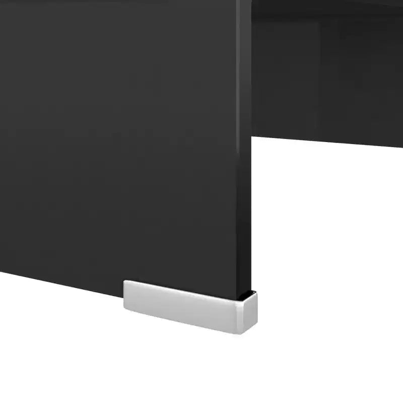 Supporto TV in vetro temperato nero, elegante rialzo per monitor