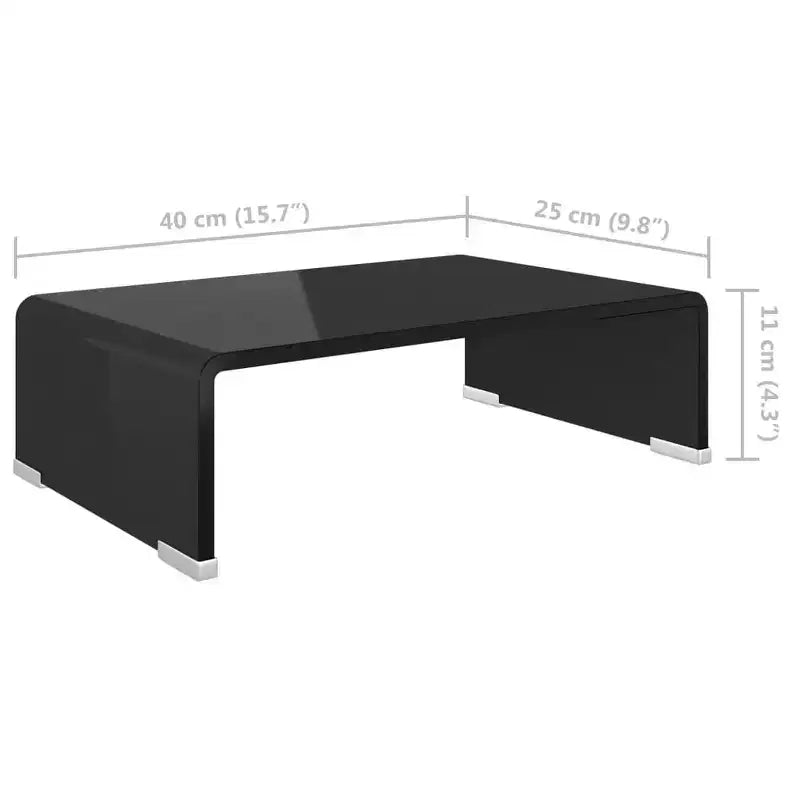 Supporto TV in vetro temperato nero, elegante rialzo per monitor