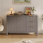 Credenza in legno a 3 cassetti e 2 ante Mobile buffet laterale scanalato moderno per soggiorno cucina