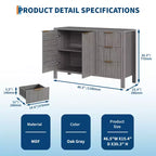 Credenza in legno a 3 cassetti e 2 ante Mobile buffet laterale scanalato moderno per soggiorno cucina