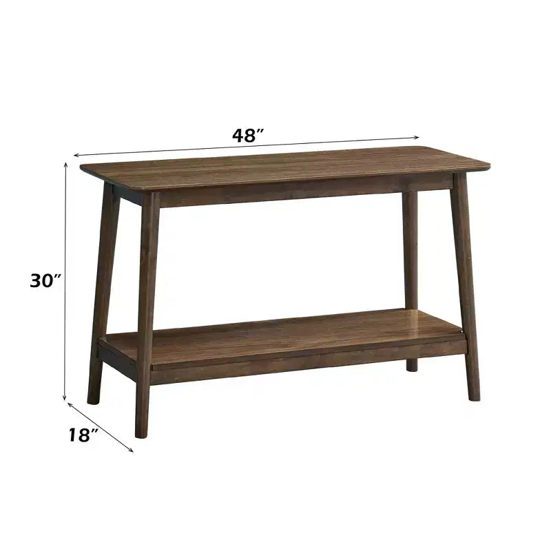Consolle contemporanea in legno di gomma da 48" con ripiano portaoggetti