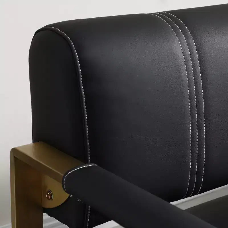 Divano moderno a 2 posti, con braccioli in metallo, schienale ampio e spesso, seduta imbottita in schiuma ad alta densità per piccoli spazi Camera da letto