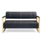 Modern 2 Seat Sofa, with Metal Armrests Wide Thick Backrest High-Density Foam Seat Padded for Small Spaces Bedroom