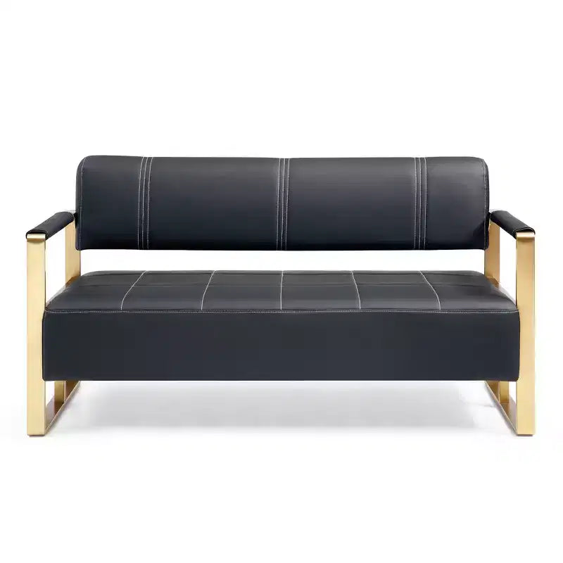 Modern 2 Seat Sofa, with Metal Armrests Wide Thick Backrest High-Density Foam Seat Padded for Small Spaces Bedroom
