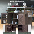 Isola per Cucina da Esterno con Piastra e Griglia in Acciaio, Carrello Bar in Legno Massello con Ruote Bloccabili, Mobile Contenitore da Esterno per Giardino, Barbecue