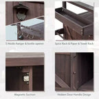 Isola per Cucina da Esterno con Piastra e Griglia in Acciaio, Carrello Bar in Legno Massello con Ruote Bloccabili, Mobile Contenitore da Esterno per Giardino, Barbecue