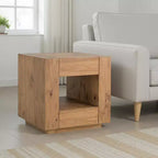Royal Hampton End Table, 1 Inner Shelf, Drawers, Brown Oak Wood Frame, 24 Inch