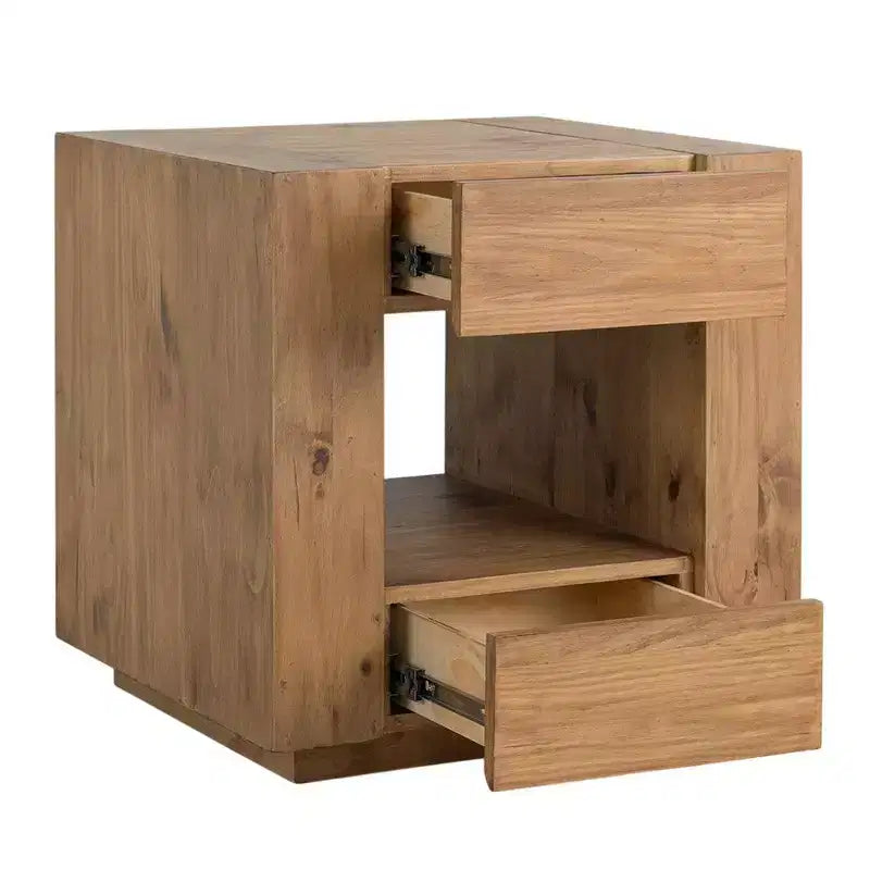 Tavolino Royal Hampton, 1 Ripiano Interno, Cassetti, Struttura in Legno di Rovere Marrone, 61 cm