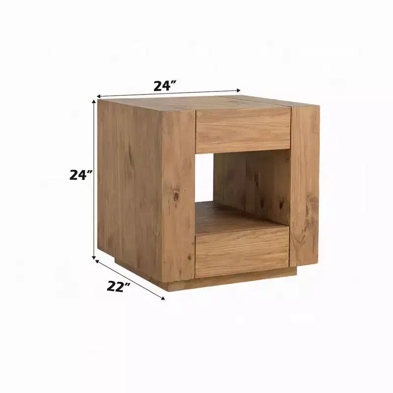 Tavolino Royal Hampton, 1 Ripiano Interno, Cassetti, Struttura in Legno di Rovere Marrone, 61 cm