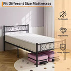 Struttura Letto a Piattaforma Matrimoniale in Metallo con Testiera e Pediera a Cuore, 31 cm di Spazio Contenitore Sotto il Letto, Robusto Supporto a Doghe