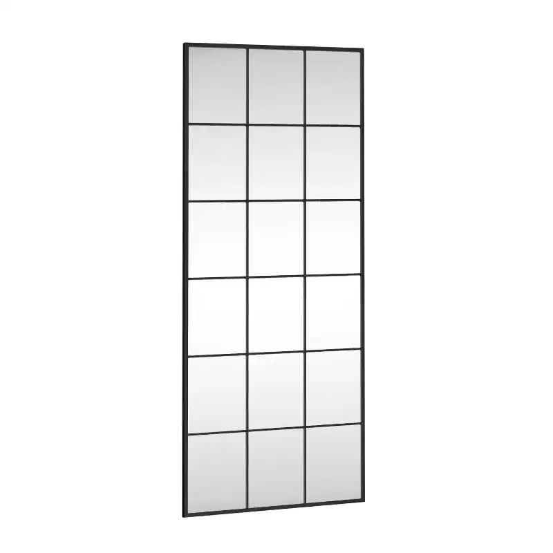 HomeRoots 69 Black Metal Windowpane Framed Full Length Mirror