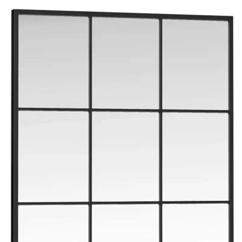 Specchio a figura intera incorniciato in metallo nero con riquadri 69"