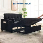 Divano letto convertibile 3-in-1, divanetto in velluto a coste con letto estraibile e schienale regolabile