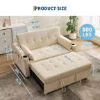 Divano letto convertibile 3-in-1, divanetto in velluto a coste con letto estraibile e schienale regolabile