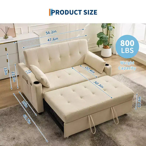 Divano letto convertibile 3-in-1, divanetto in velluto a coste con letto estraibile e schienale regolabile
