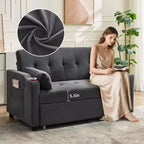 Divano letto convertibile 3-in-1, divanetto in velluto a coste con letto estraibile e schienale regolabile