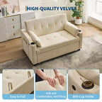 Divano letto convertibile 3-in-1, divanetto in velluto a coste con letto estraibile e schienale regolabile