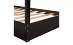 Letto a castello a L in legno a forma di casetta per 2 bambini, letto angolare con recinzione e rete a doghe, dimensioni singole