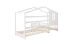 Letto a castello a L in legno a forma di casetta per 2 bambini, letto angolare con recinzione e rete a doghe, dimensioni singole