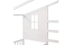 Letto a castello a L in legno a forma di casetta per 2 bambini, letto angolare con recinzione e rete a doghe, dimensioni singole