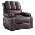 GustoWave Oversized Manual Swivel Rocker Recliner Chair w/Heat & Massage, Faux Leather Padded Swivel Lazy Boy Reclining Sofa for Adults