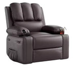 GustoWave Oversized Manual Swivel Rocker Recliner Chair w/Heat & Massage, Faux Leather Padded Swivel Lazy Boy Reclining Sofa for Adults