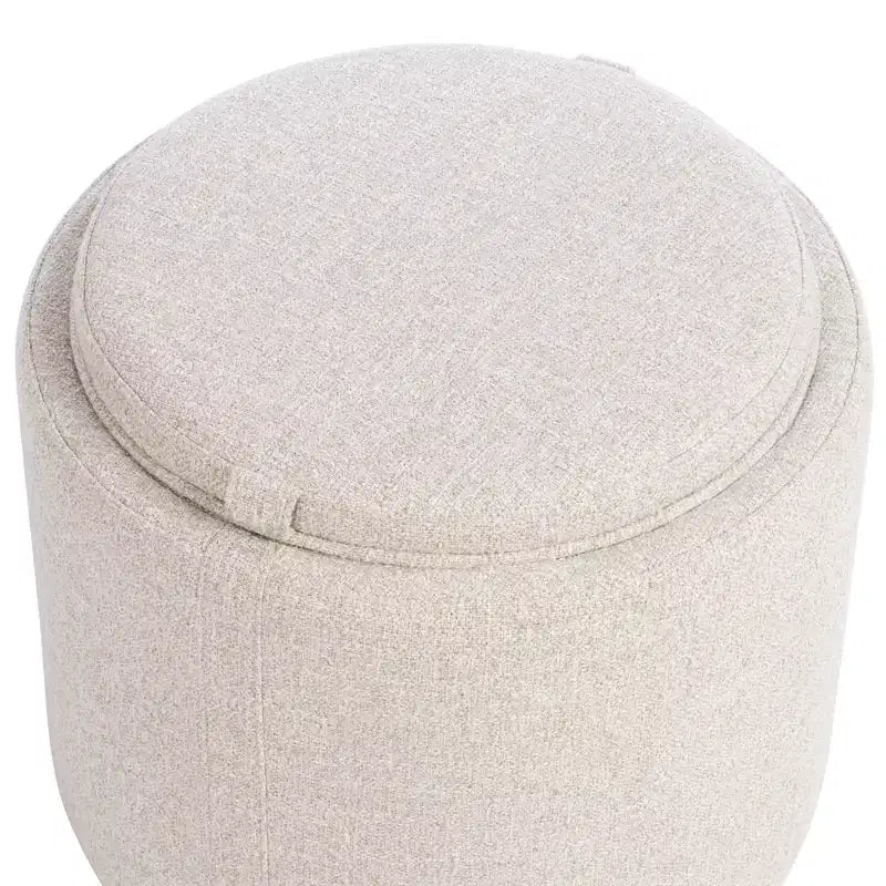 Pouf contenitore rotondo da 45,72 cm H con coperchio/vassoio reversibile, in poliestere intessuto color zenzero