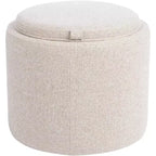 Pouf contenitore rotondo da 45,72 cm H con coperchio/vassoio reversibile, in poliestere intessuto color zenzero