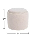 Pouf contenitore rotondo da 45,72 cm H con coperchio/vassoio reversibile, in poliestere intessuto color zenzero