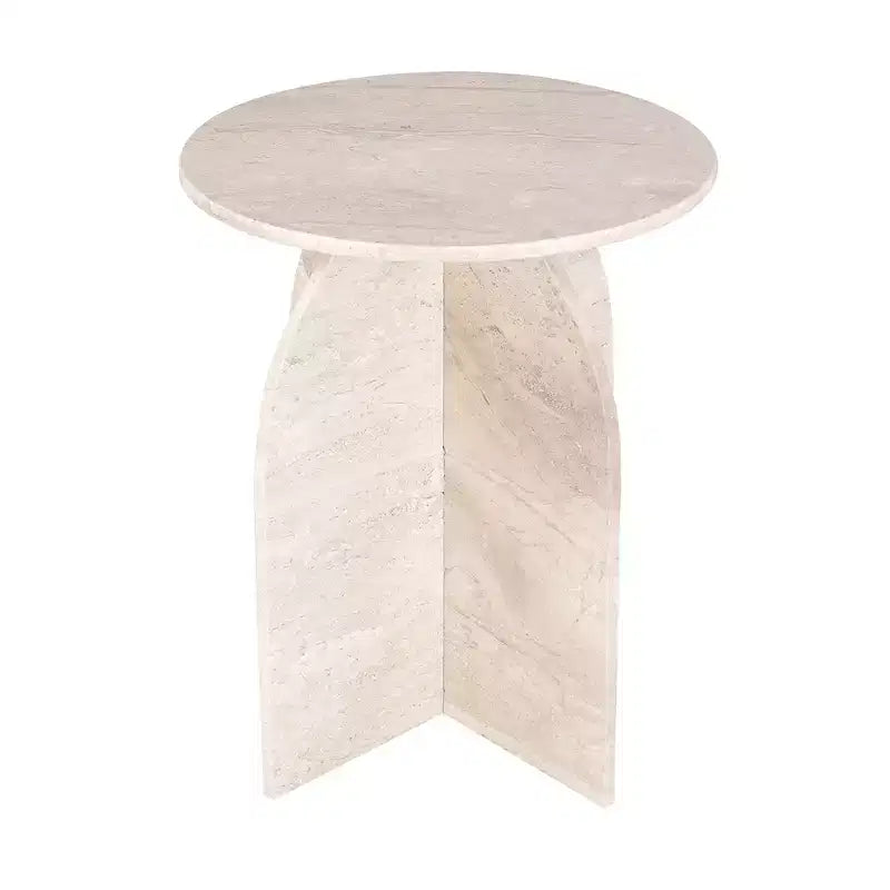 Crestview Collection Round Beige Marble Accent_End Table