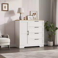 Wooden wardrobe with 4 drawers and doors, bedroom closet, clothing storage, includes hanging rod, suitable for bedrooms