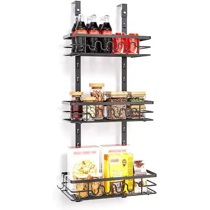 Scaffale organizer da appendere sopra la porta, scaffale in metallo a ripiani per dispensa, da appendere alla parete dietro la porta, organizer da appendere sopra la porta per la stanza