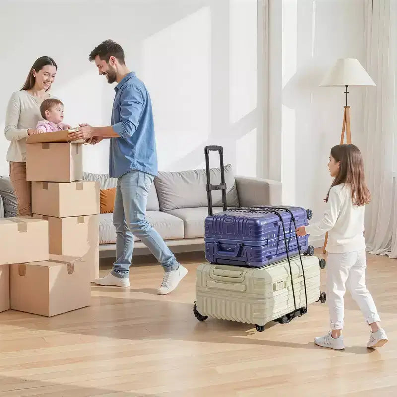 Carrello Pieghevole, Capacità di Carico 131 kg, Carrello Portabagagli Pieghevole con 4 Ruote, 2 Corde Elastiche e Base Espandibile, Nero