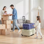 Carrello Pieghevole, Capacità di Carico 131 kg, Carrello Portabagagli Pieghevole con 4 Ruote, 2 Corde Elastiche e Base Espandibile, Nero