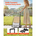 Carrello Pieghevole, Capacità di Carico 131 kg, Carrello Portabagagli Pieghevole con 4 Ruote, 2 Corde Elastiche e Base Espandibile, Nero