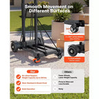 Carrello Pieghevole, Capacità di Carico 131 kg, Carrello Portabagagli Pieghevole con 4 Ruote, 2 Corde Elastiche e Base Espandibile, Nero