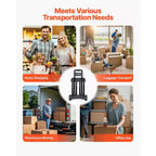 Carrello Pieghevole, Capacità di Carico 131 kg, Carrello Portabagagli Pieghevole con 4 Ruote, 2 Corde Elastiche e Base Espandibile, Nero