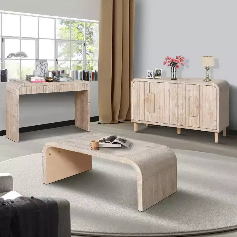 Consolle ingresso vintage con 59 cassetti, maniglie a scomparsa e design curvo, mobiletto per corridoio, soggiorno o sala da pranzo - Panipeachy