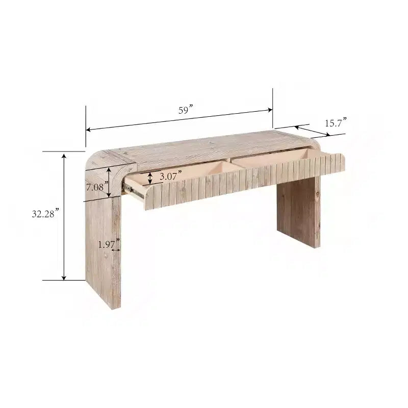 Consolle ingresso vintage con 59 cassetti, maniglie a scomparsa e design curvo, mobiletto per corridoio, soggiorno o sala da pranzo - Panipeachy