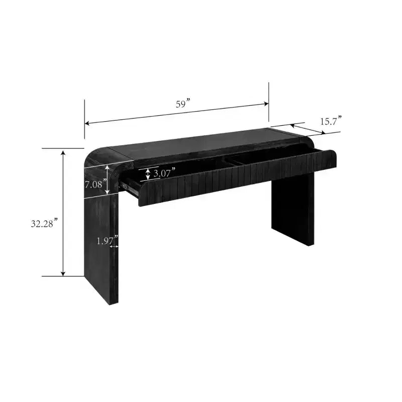 Consolle ingresso vintage con 59 cassetti, maniglie a scomparsa e design curvo, mobiletto per corridoio, soggiorno o sala da pranzo - Panipeachy