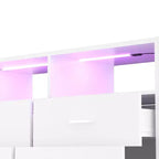 Comò per Camera da Letto con Luci LED e Prese di Corrente, Comò Porta TV con 4 Cassetti