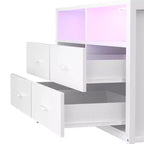 Comò per Camera da Letto con Luci LED e Prese di Corrente, Comò Porta TV con 4 Cassetti